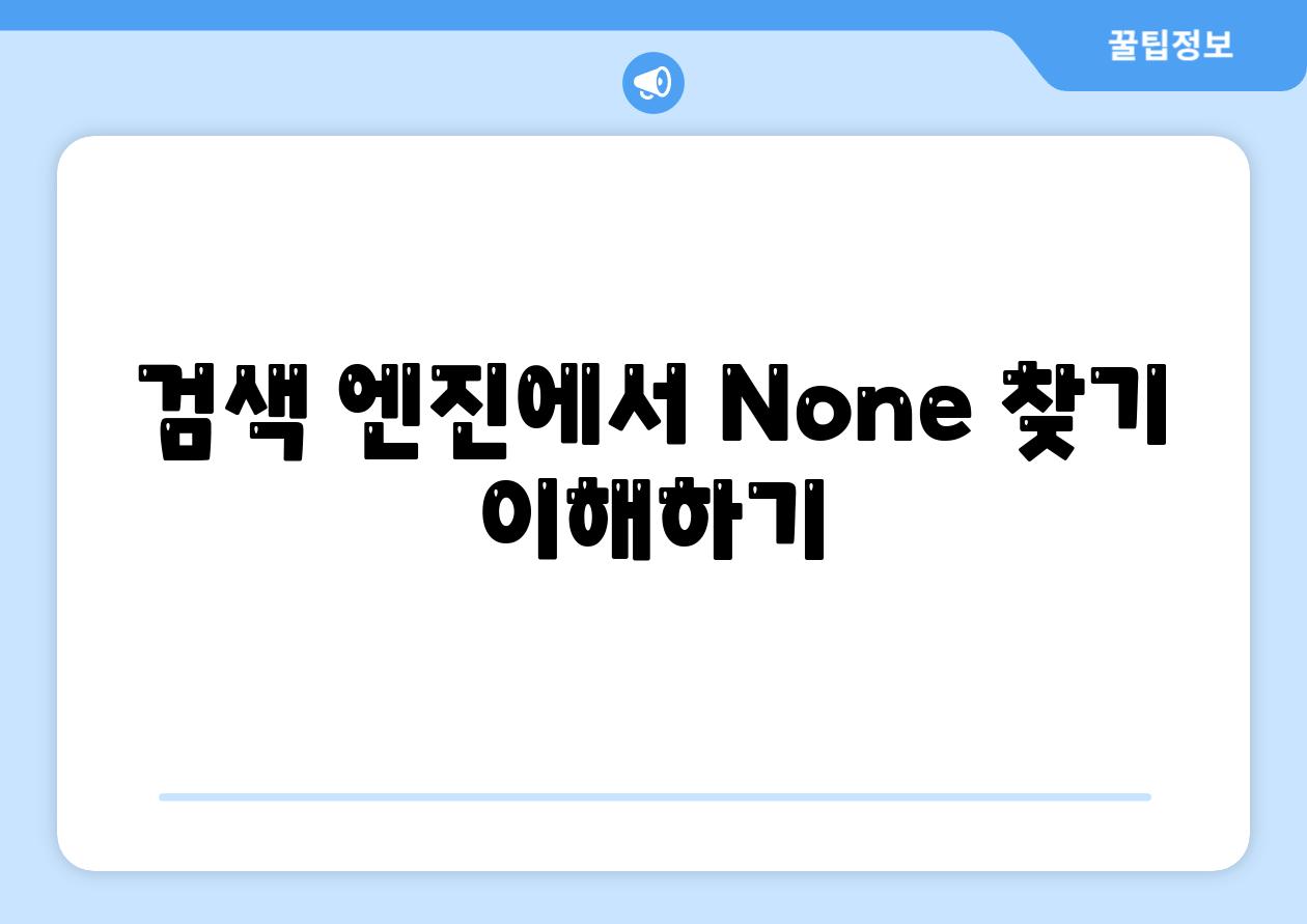 검색 엔진에서 None 찾기 이해하기