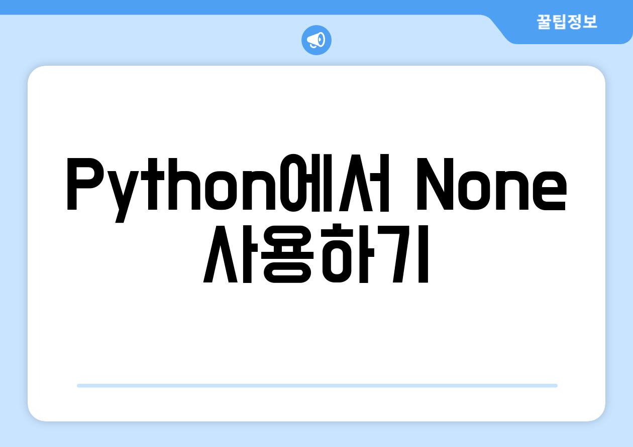 Python에서 None 사용하기