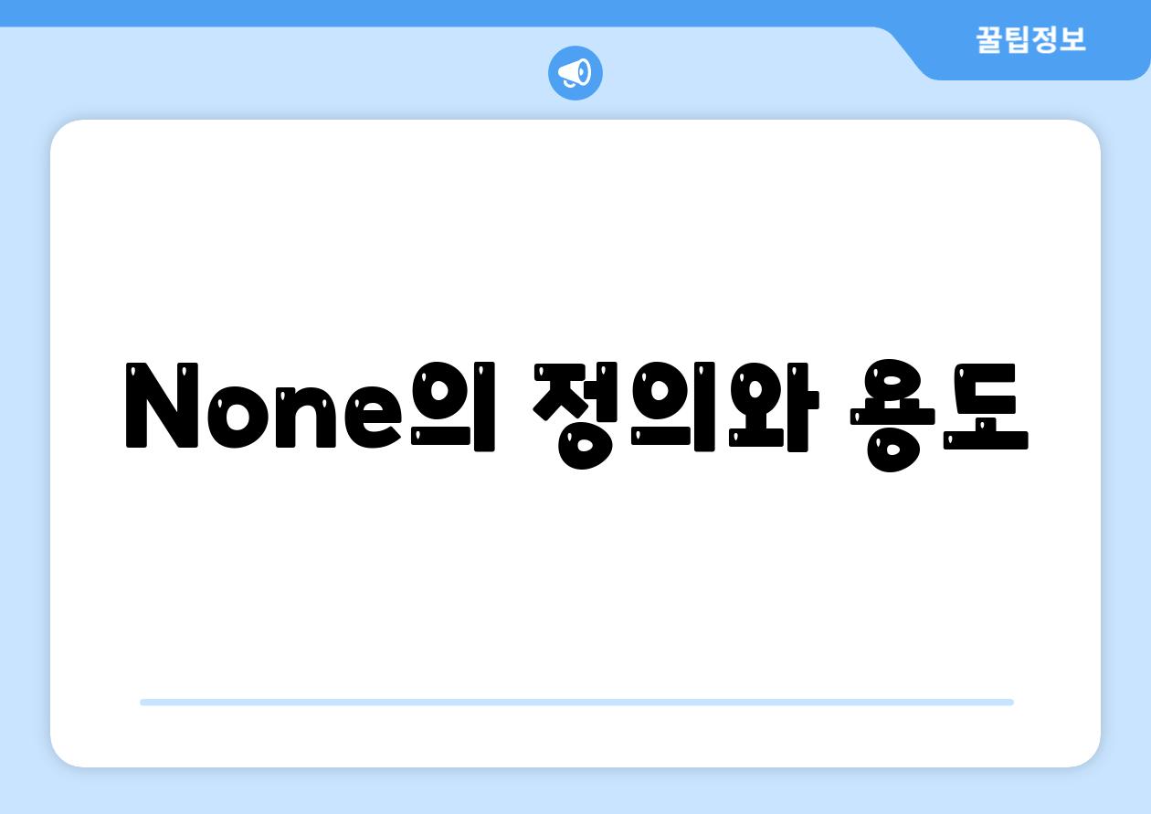 None의 정의와 용도