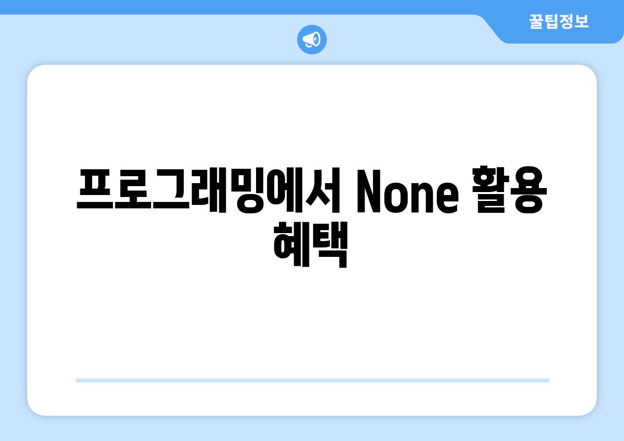 프로그래밍에서 None 활용 혜택