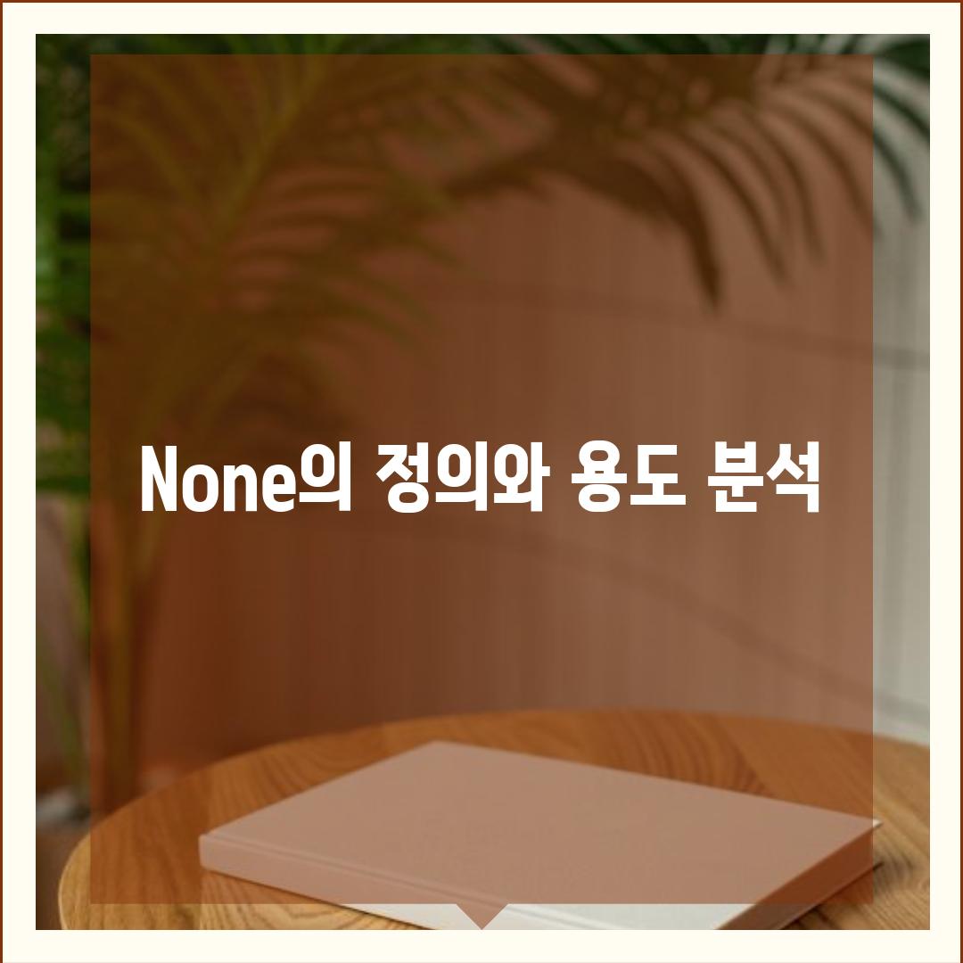 None의 정의와 용도 분석