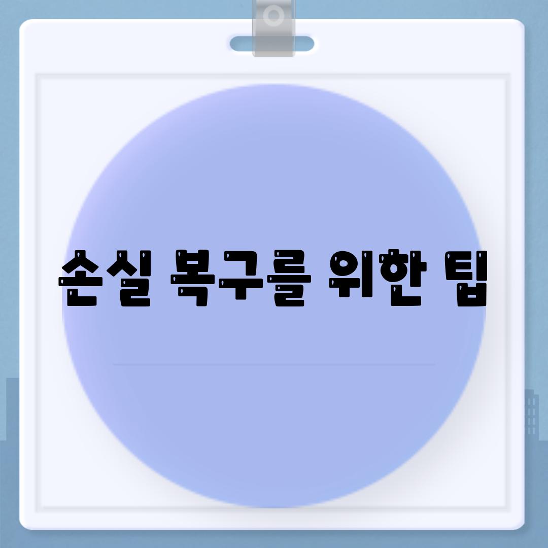 손실 복구를 위한 팁