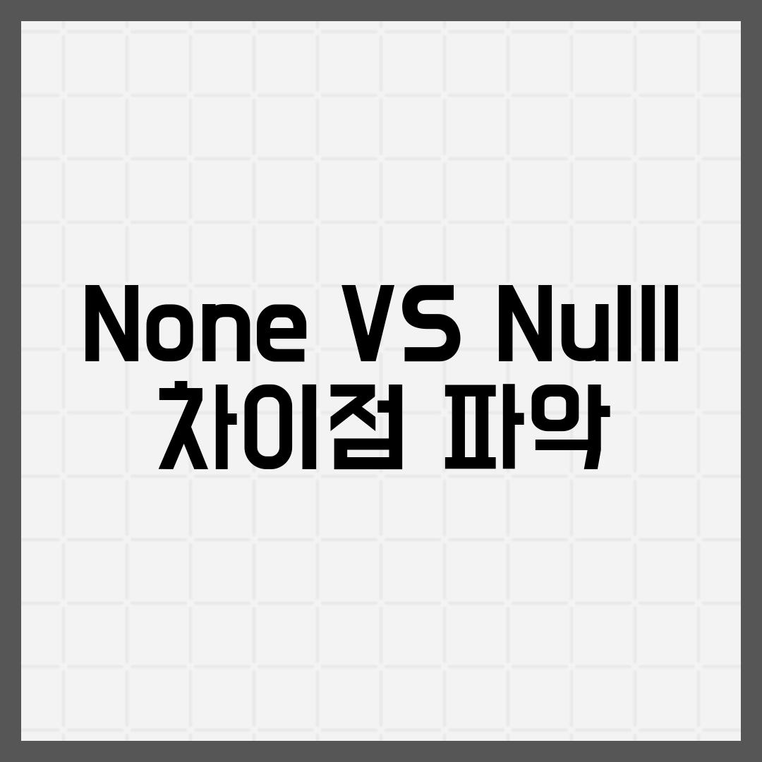 None VS Null| 차이점 파악