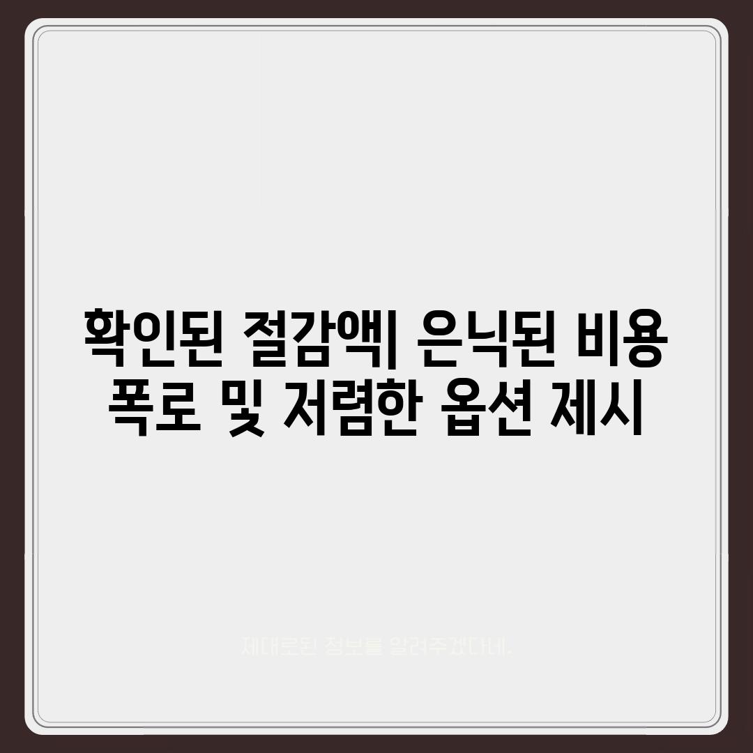 확인된 절감액| 은닉된 비용 폭로 및 저렴한 옵션 제시