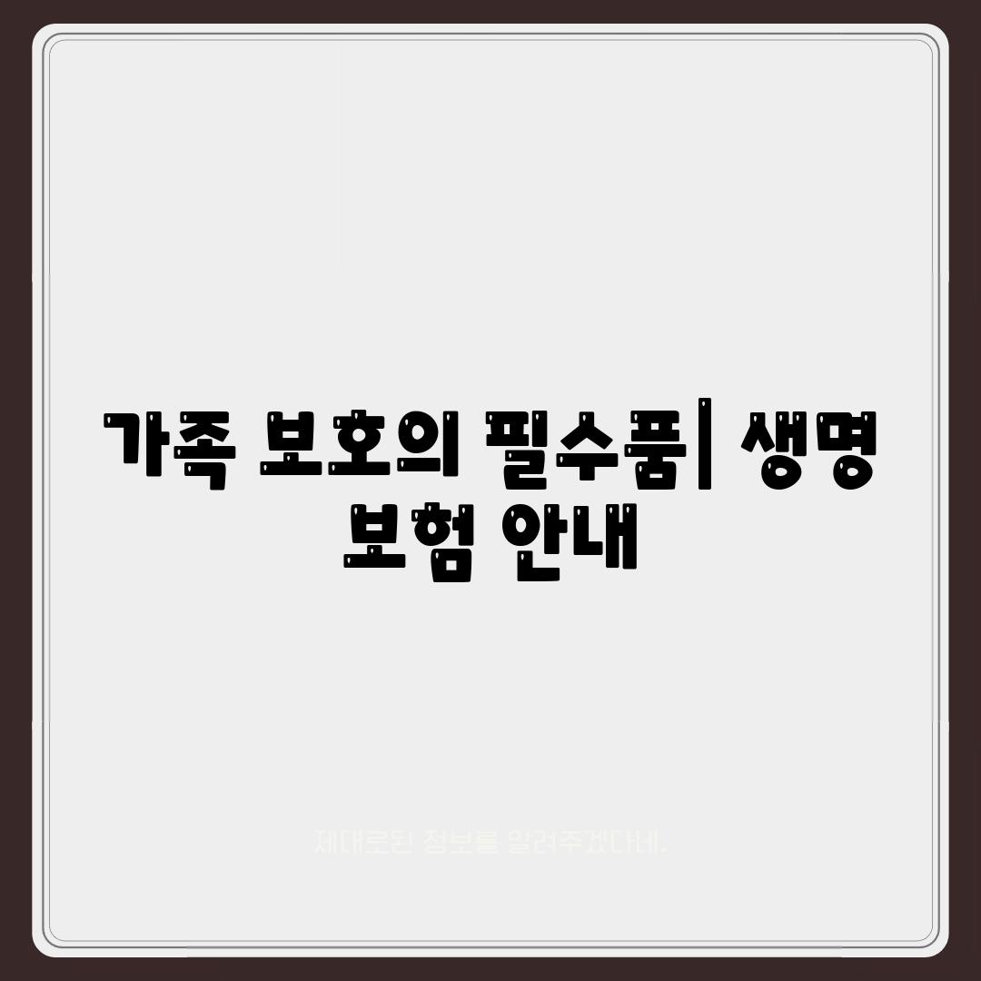 가족 보호의 필수품| 생명 보험 안내