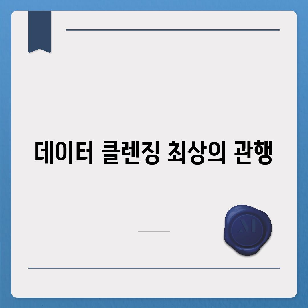 데이터 클렌징 최상의 관행