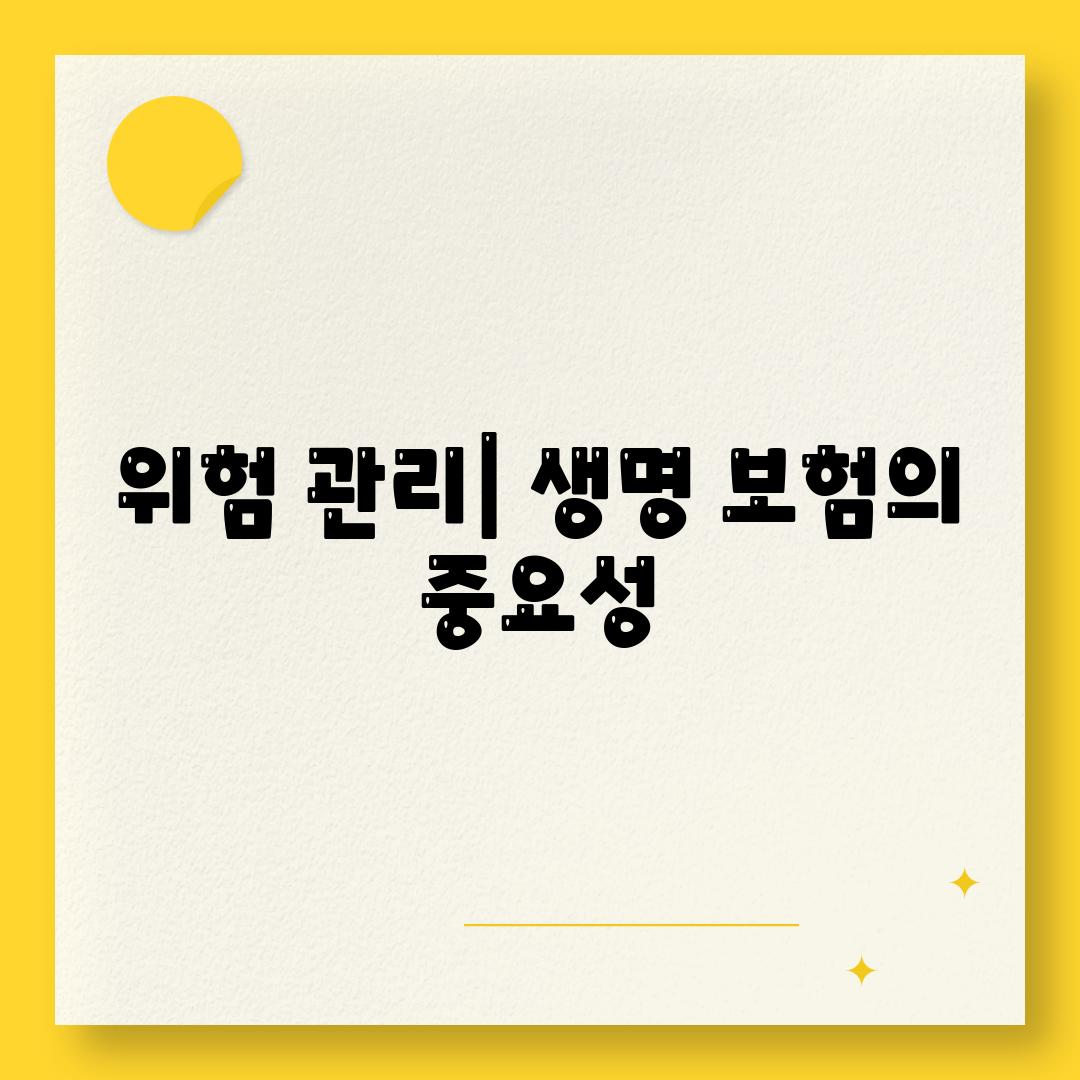 위험 관리| 생명 보험의 중요성