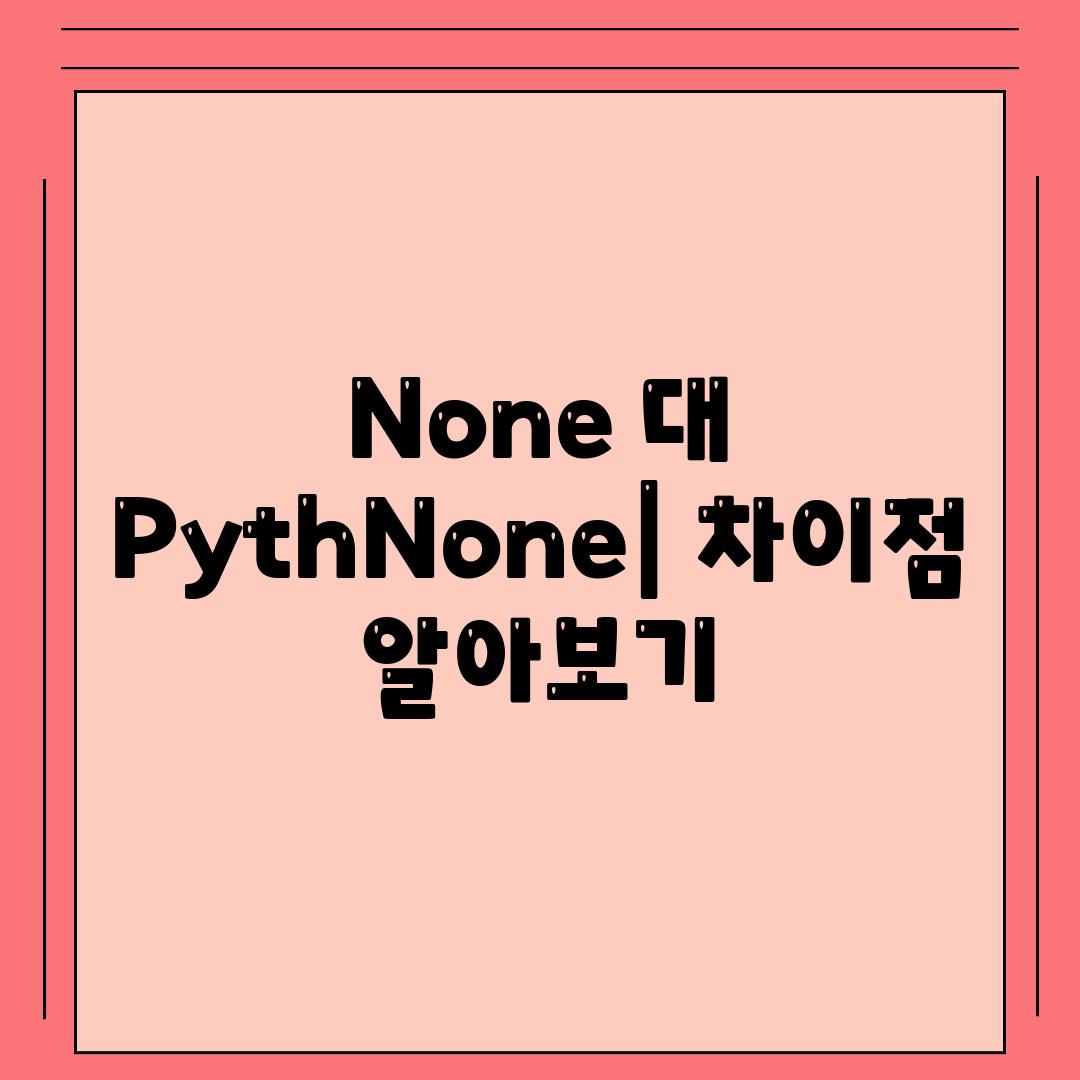 None 대 PythNone| 차이점 알아보기