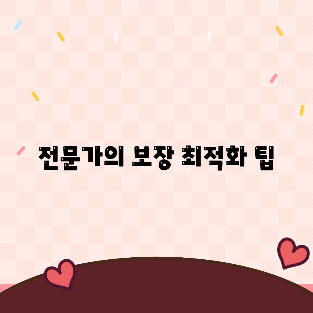 전문가의 보장 최적화 팁