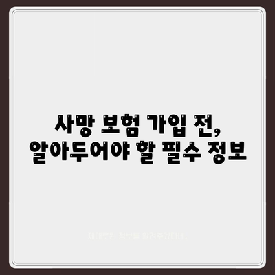 사망 보험 가입, 나에게 맞는 보장 찾기| 핵심 비교 가이드 | 보험료, 보장 범위, 추천 상품