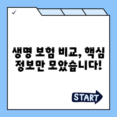 나에게 맞는 생명 보험 찾기| 핵심 비교 가이드 | 보험료, 보장, 추천