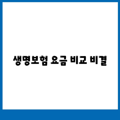 생명보험 요금 비교 비결