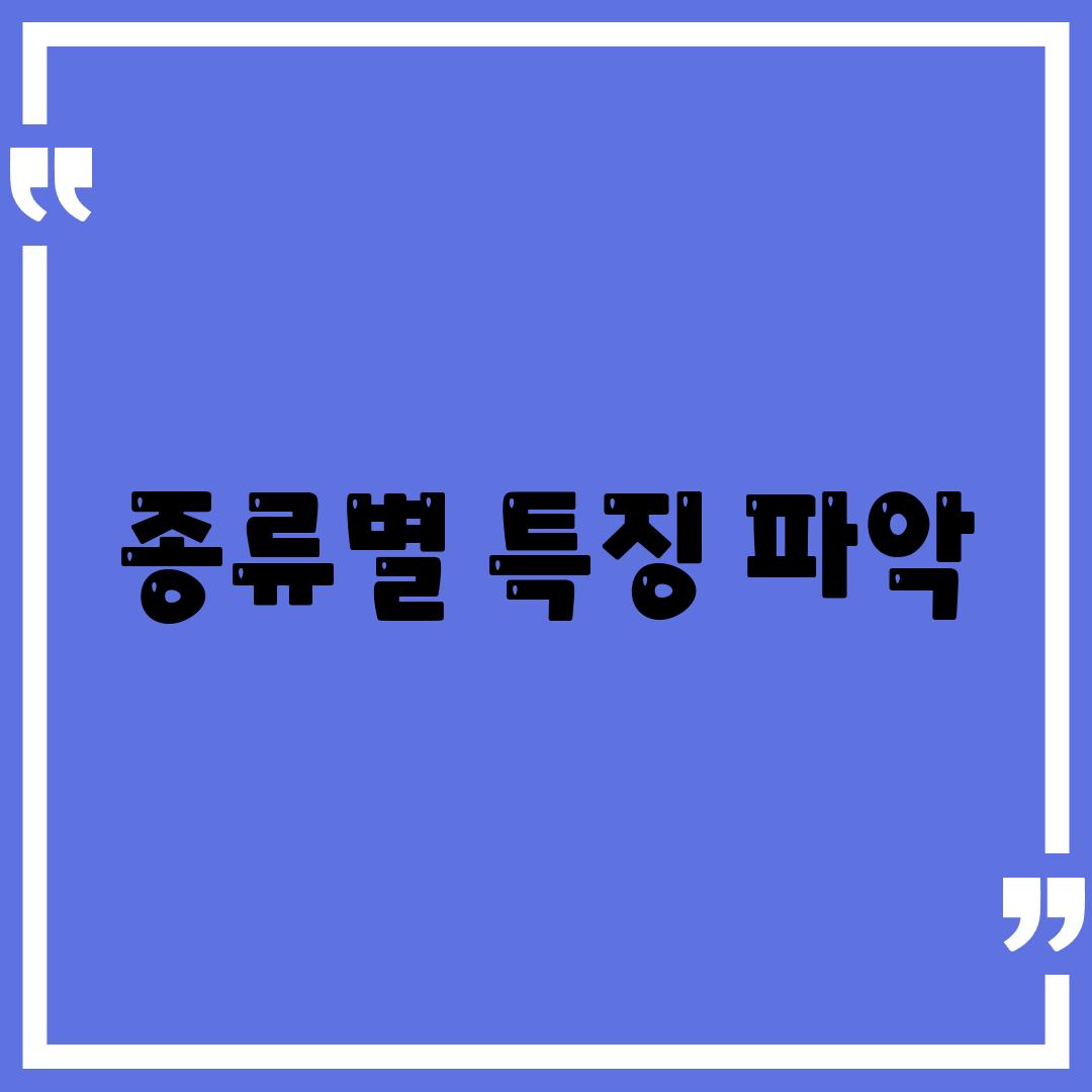 종류별 특징 파악