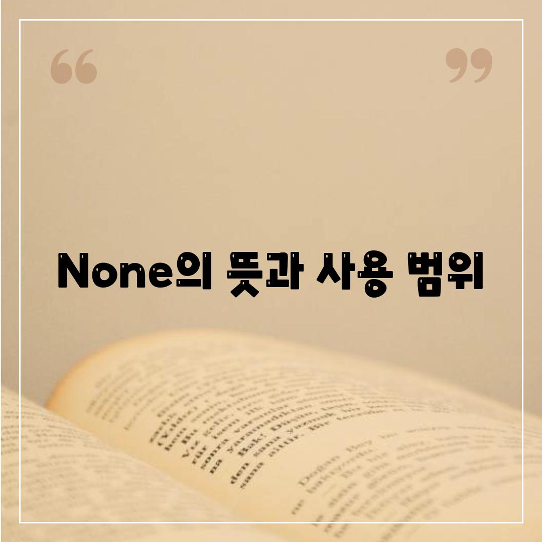 None의 뜻과 사용 범위