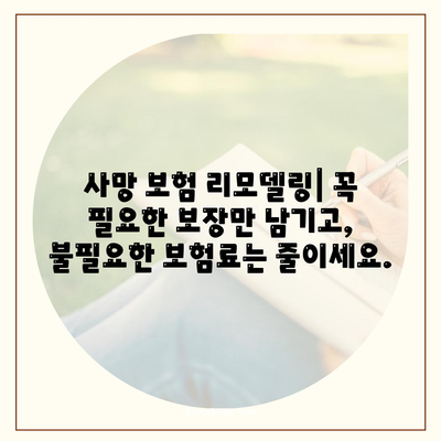 사망 보험 리모델링| 나에게 맞는 보장 찾기 | 보험 분석, 비교, 추천, 전문가 상담