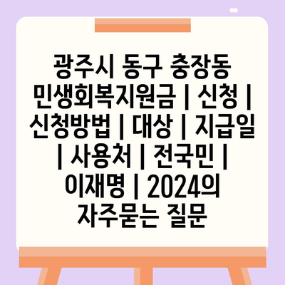 광주시 동구 충장동 민생회복지원금 | 신청 | 신청방법 | 대상 | 지급일 | 사용처 | 전국민 | 이재명 | 2024