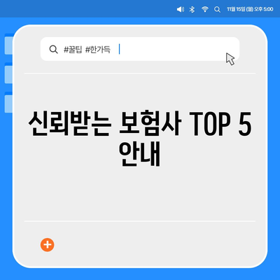 2024년에 선택해야 할 최고의 보험사 TOP 5 및 가입 팁 | 보험, 선택 가이드, 재정 계획