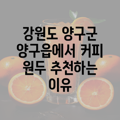 강원도 양구군 양구읍에서 커피 원두 추천하는 이유