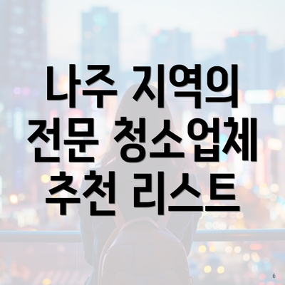 나주 지역의 전문 청소업체 추천 리스트