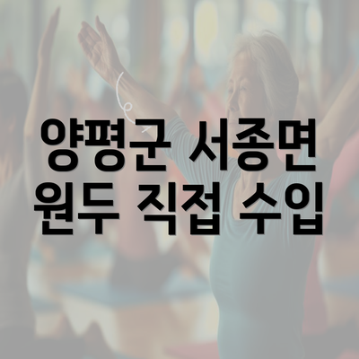 양평군 서종면 원두 직접 수입