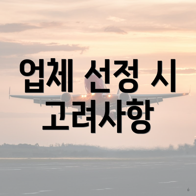 업체 선정 시 고려사항