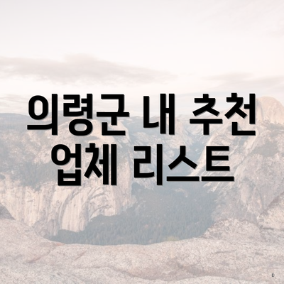 의령군 내 추천 업체 리스트