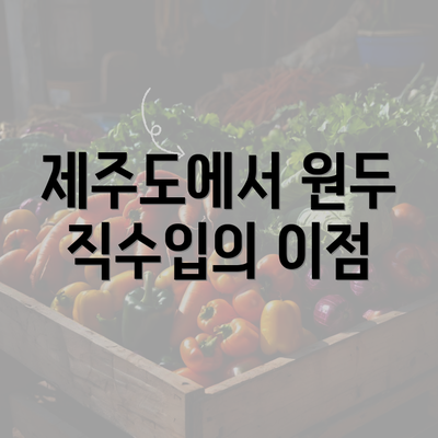 제주도에서 원두 직수입의 이점