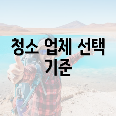 청소 업체 선택 기준