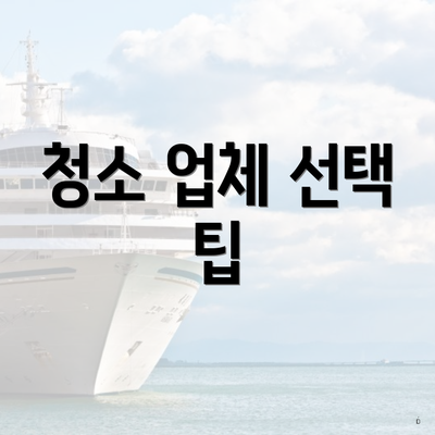 청소 업체 선택 팁