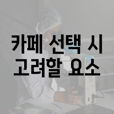 카페 선택 시 고려할 요소