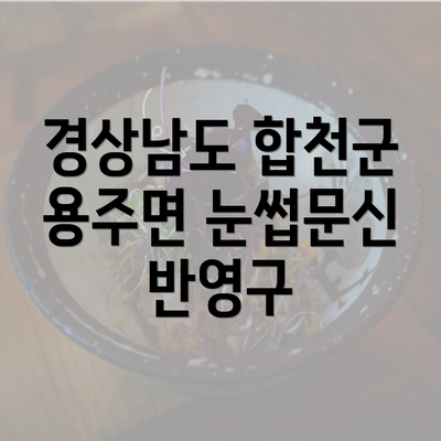 경상남도 합천군 용주면 눈썹문신 반영구