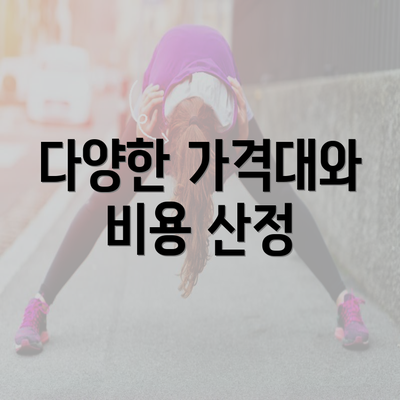다양한 가격대와 비용 산정