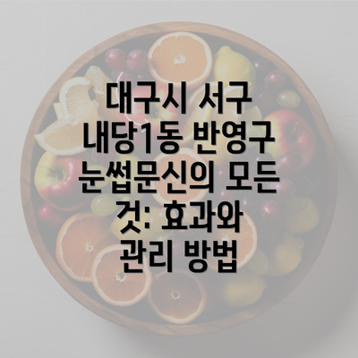 대구시 서구 내당1동 반영구 눈썹문신의 모든 것: 효과와 관리 방법