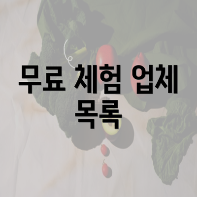 무료 체험 업체 목록