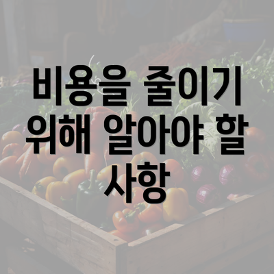 비용을 줄이기 위해 알아야 할 사항