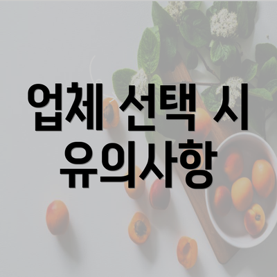 업체 선택 시 유의사항