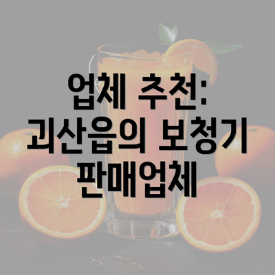 업체 추천: 괴산읍의 보청기 판매업체