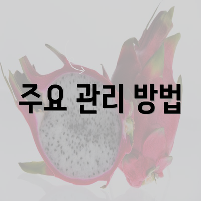 주요 관리 방법