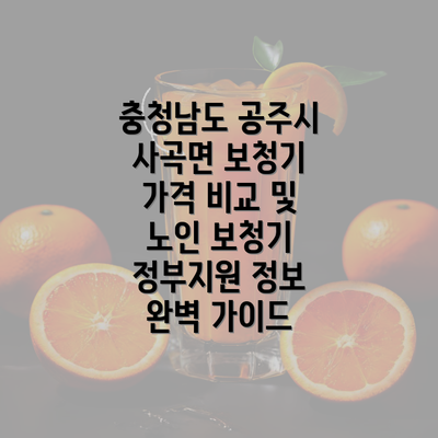 충청남도 공주시 사곡면 보청기 가격 비교 및 노인 보청기 정부지원 정보 완벽 가이드