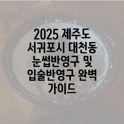 2025 제주도 서귀포시 대천동 눈썹반영구 및 입술반영구 완벽 가이드