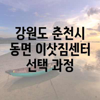 강원도 춘천시 동면 이삿짐센터 선택 과정