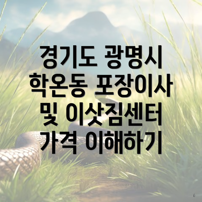 경기도 광명시 학온동 포장이사 및 이삿짐센터 가격 이해하기