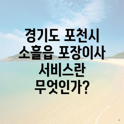 경기도 포천시 소흘읍 포장이사 서비스란 무엇인가?