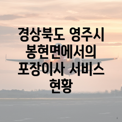 경상북도 영주시 봉현면에서의 포장이사 서비스 현황