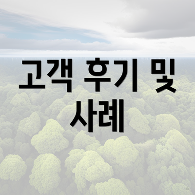 고객 후기 및 사례