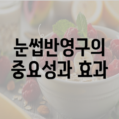 눈썹반영구의 중요성과 효과