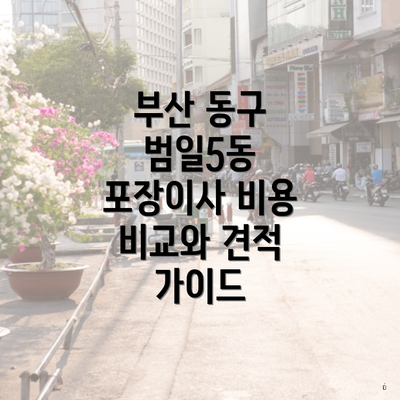 부산 동구 범일5동 포장이사 비용 비교와 견적 가이드