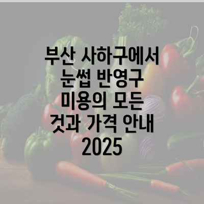 부산 사하구에서 눈썹 반영구 미용의 모든 것과 가격 안내 2025