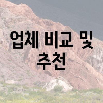 업체 비교 및 추천