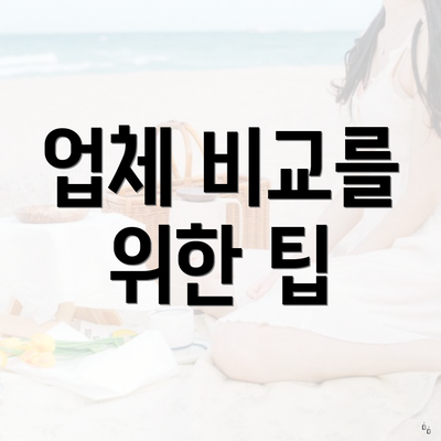 업체 비교를 위한 팁